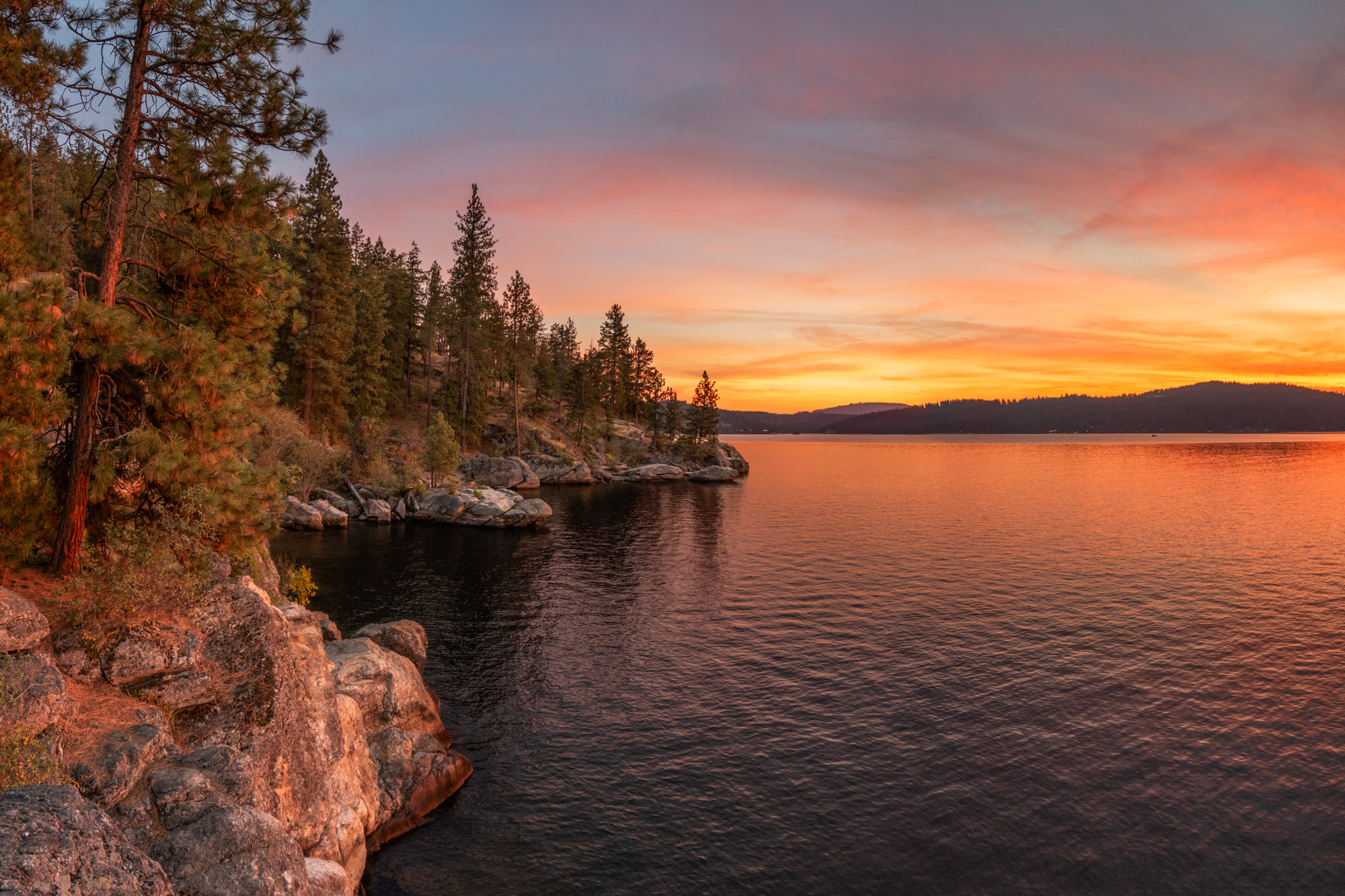 Sparkling Lake Coeur d'Alene view from the Tubbs Hill shoreline